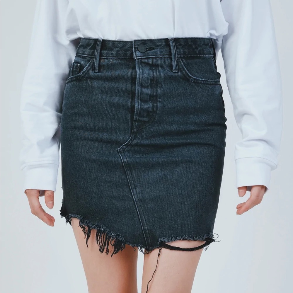 NWT Revolve Black 100% cotton GRLFRND RHODA HIGH LOW MINI SKIRT - size 28